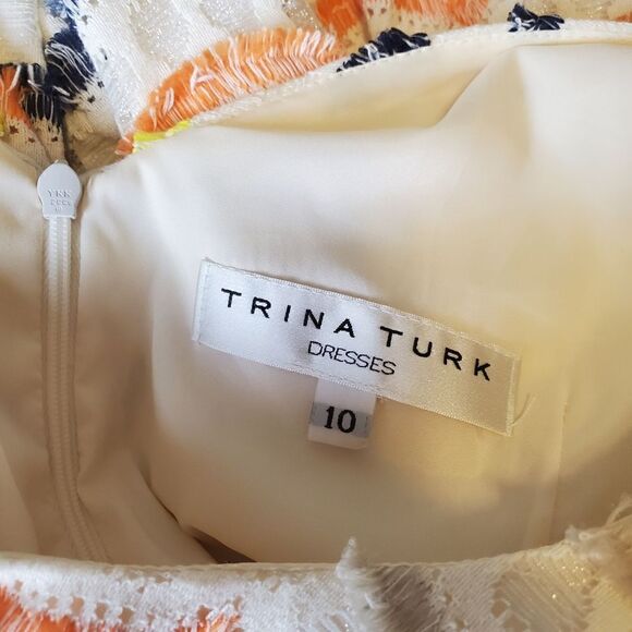 Trina Turk Multicolor Scallop Fringe Lace Heights Dress Size 10 - Picture 8 of 9